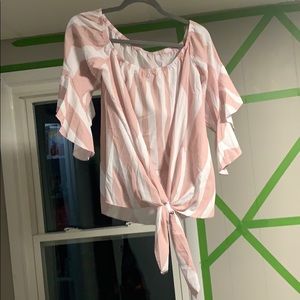 women’s pink and white striped blouse!